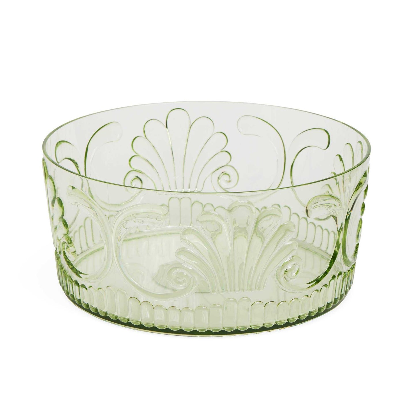 Green Embossed Floral Serving Bowl