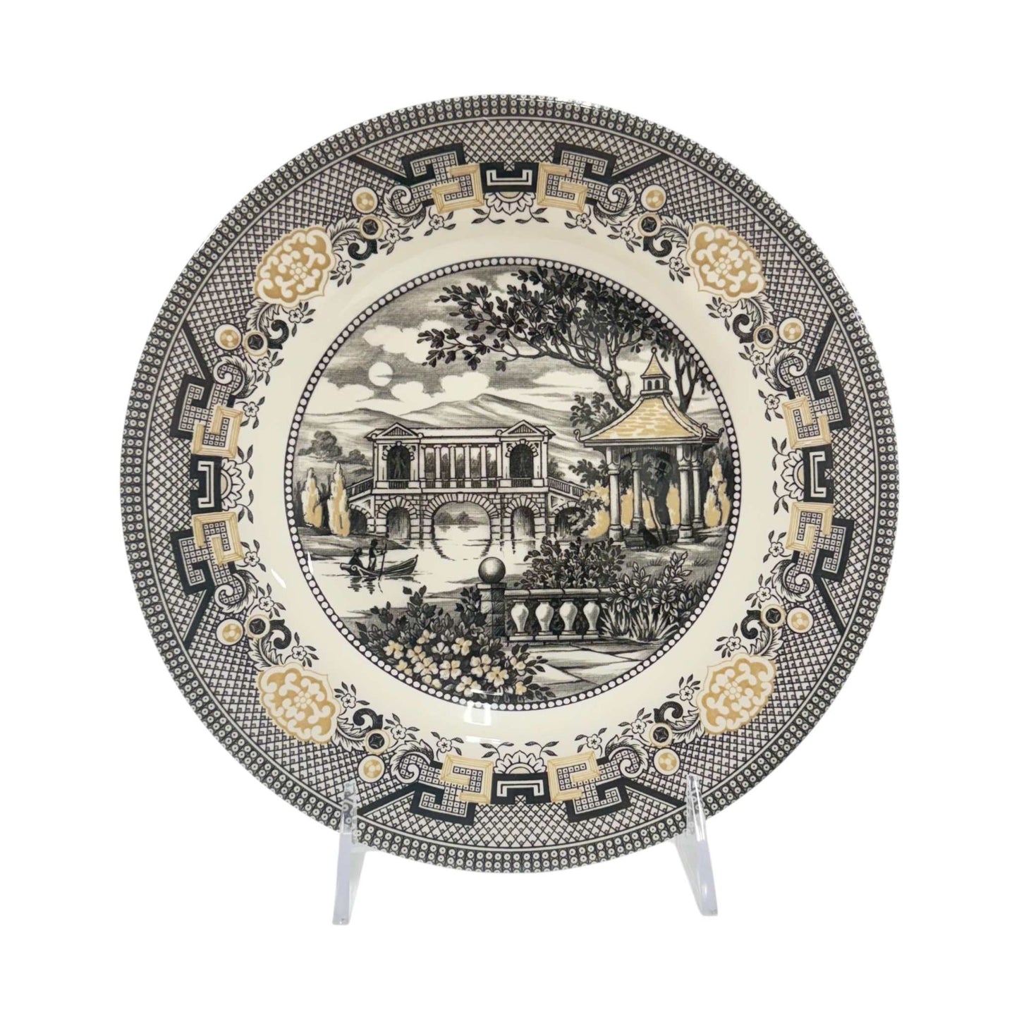 Royal Stafford Willow Black & Gold Salad Plates – Set of 4, Made in England