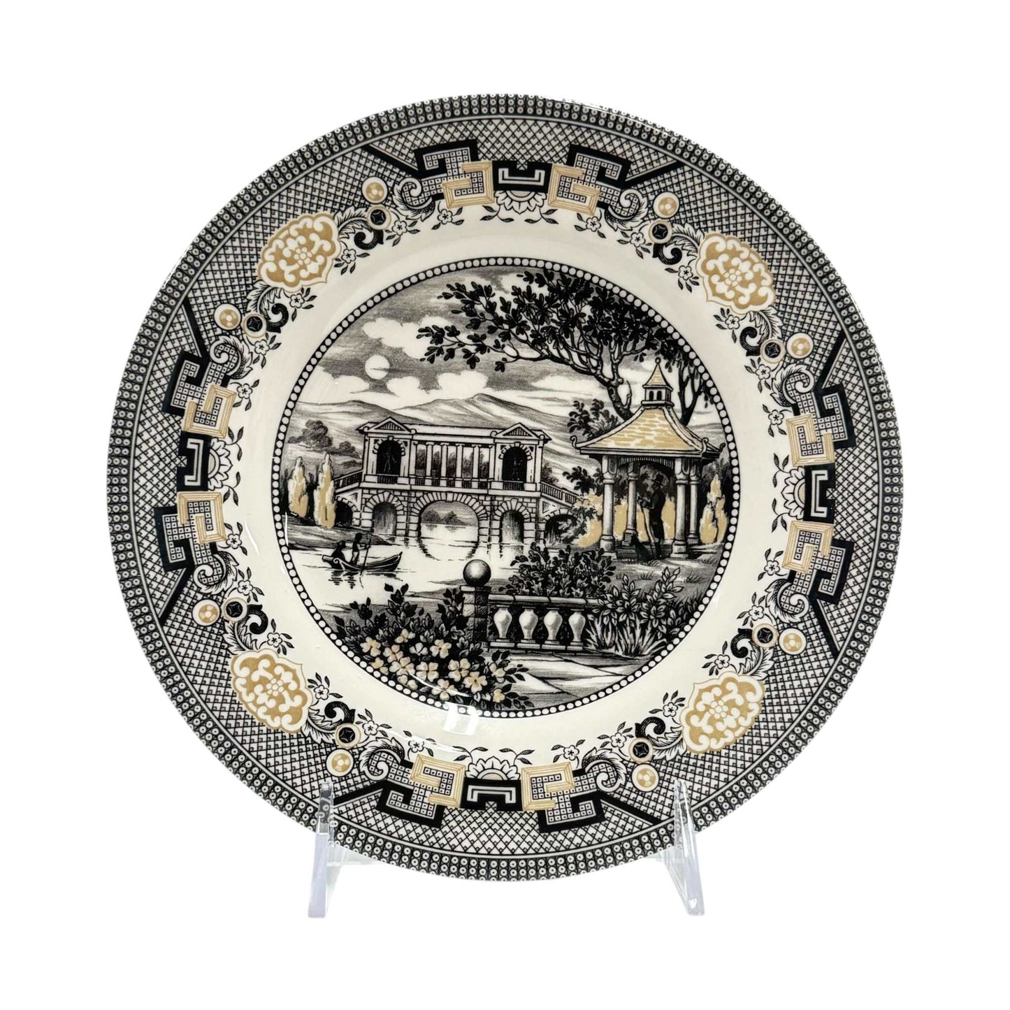Royal Stafford Willow Black & Gold Salad Plates – Set of 4, Made in England