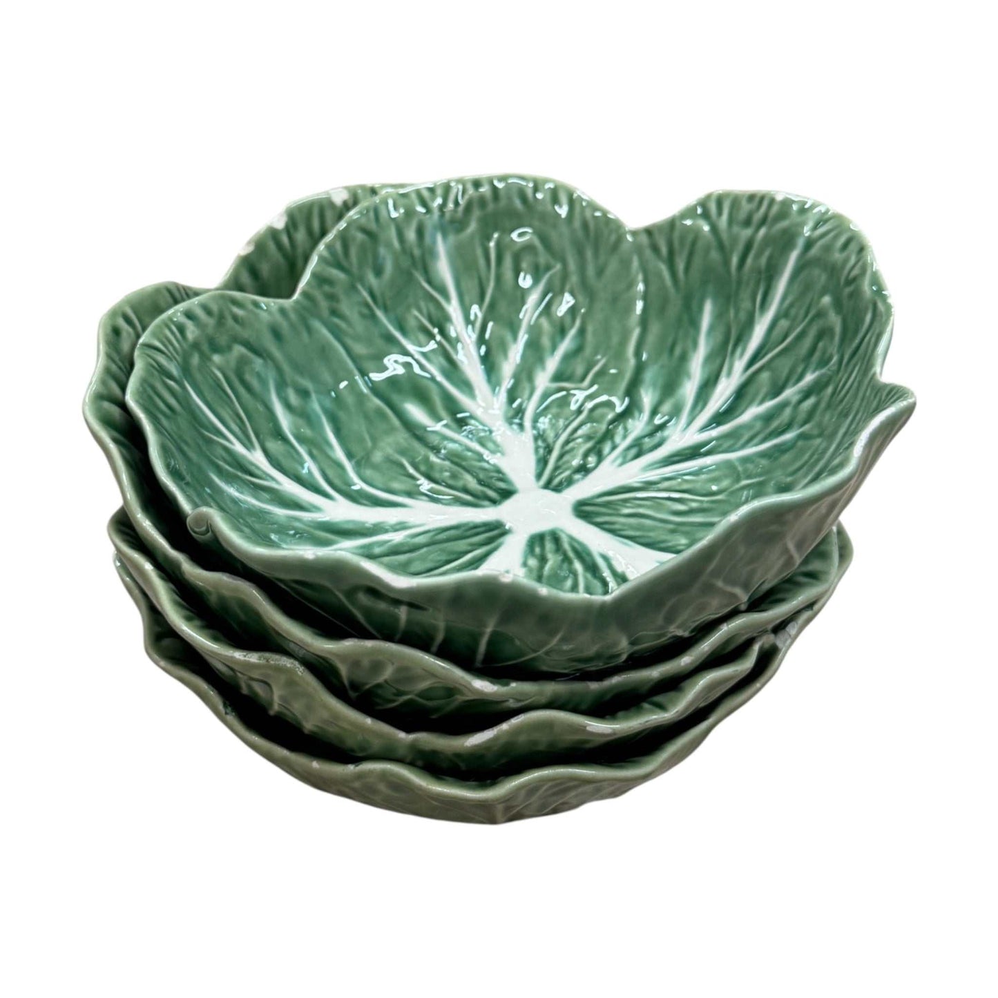 Bordallo Pinheiro Majolica Cabbage Leaf Bowls – Set of 4