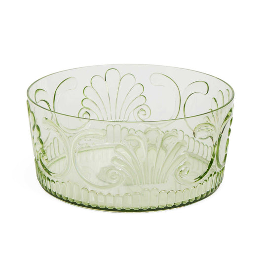 Green Embossed Floral Serving Bowl