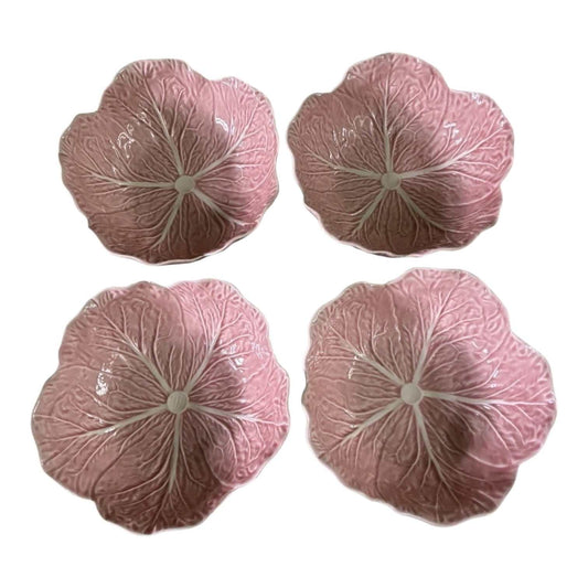 Bordallo Pinheiro Pink Cabbage Leaf Bowls – Set of 4 (6.75”)