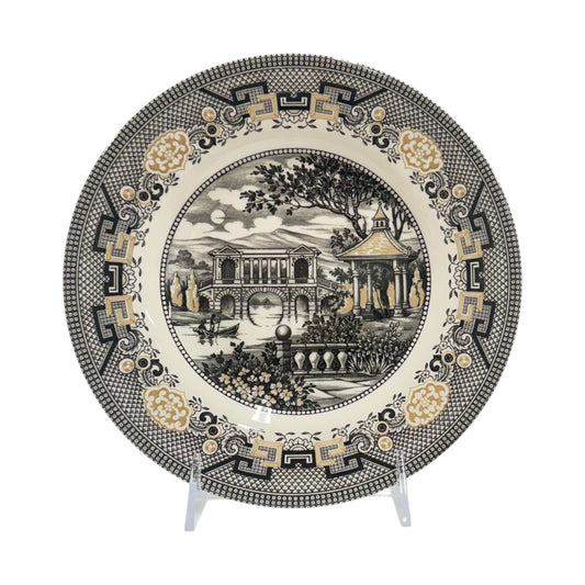 Royal Stafford Willow Black & Gold Salad Plates – Set of 4, Made in England