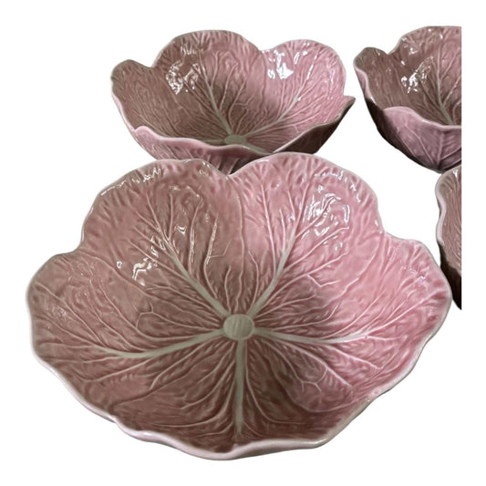 Bordallo Pinheiro Pink Cabbage Leaf Bowls – Set of 4 (6.75”)