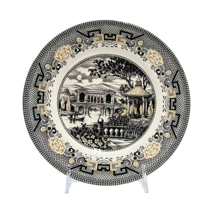 Royal Stafford Willow Black & Gold Salad Plates – Set of 4, Made in England