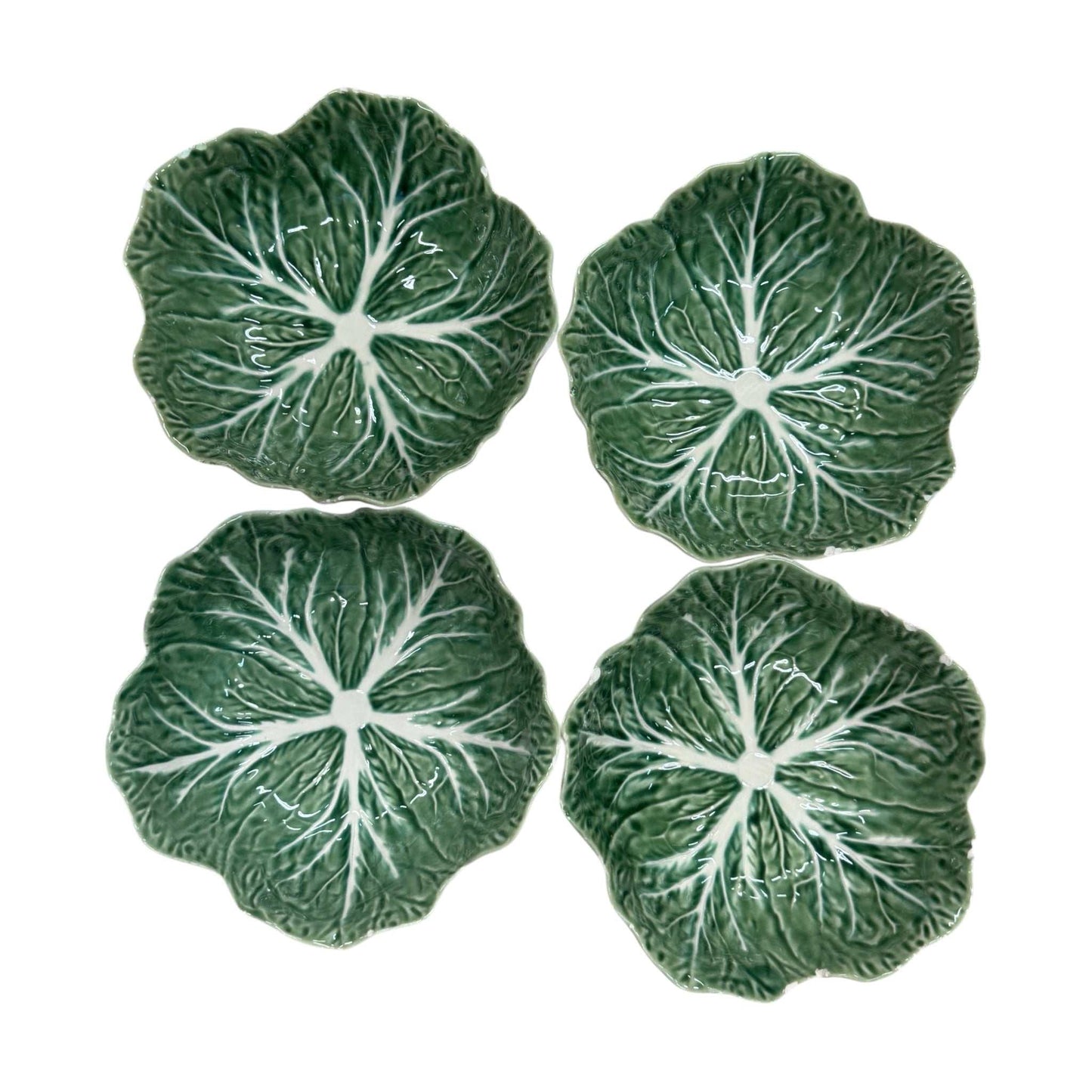 Bordallo Pinheiro Majolica Cabbage Leaf Bowls – Set of 4