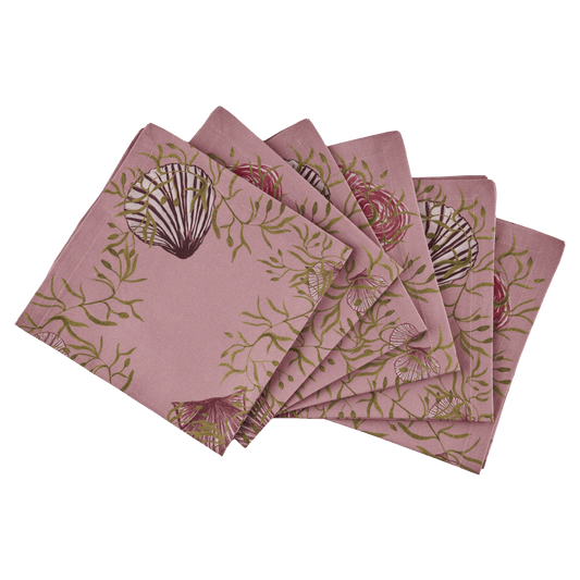 Seashell Botanical Cotton Napkins – Sold individually